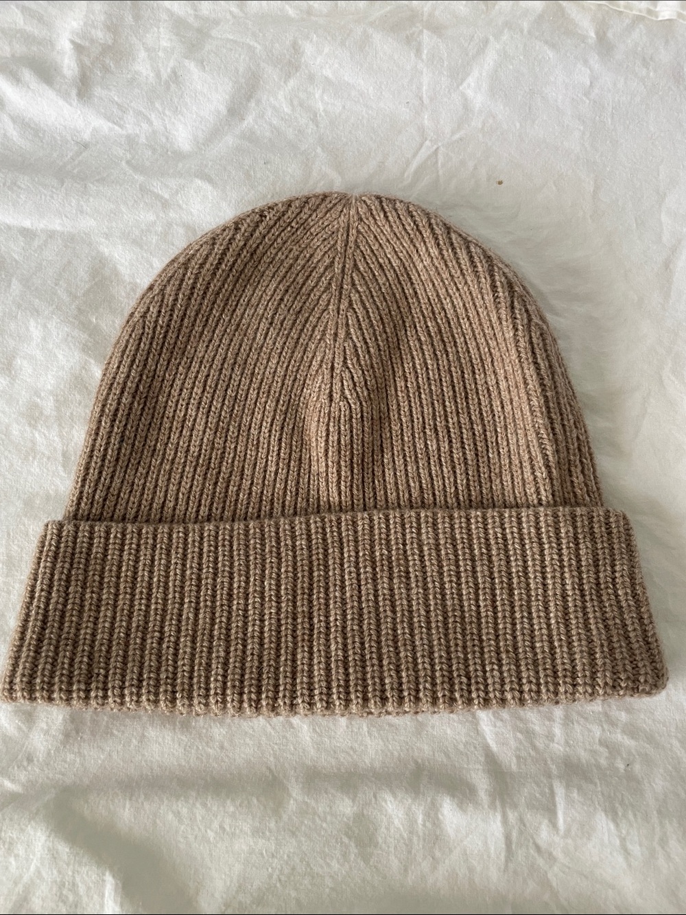 Murano Unisex 100% Cashmere Rib Knit tan Beanie Hat